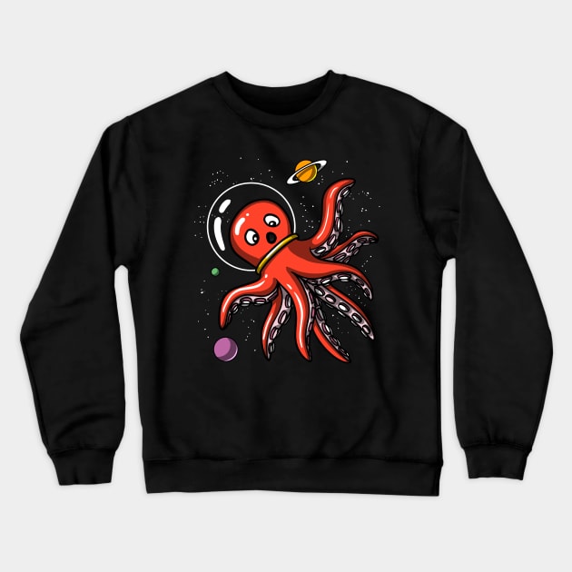 Octopus Space Astronaut Crewneck Sweatshirt by underheaven